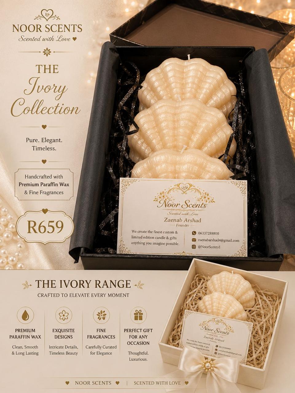 Ivory Shell Candle Set
