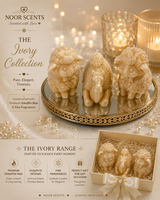 Ivory Animal Candle Set
